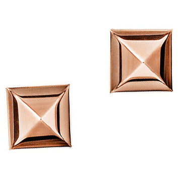 AHS-H159269F 5mm light gold pyramid rhombus short earrings