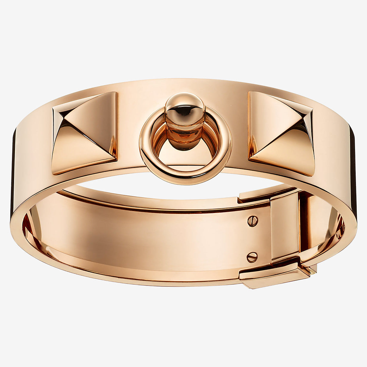 AiHshi-H108120B 16.5mm light gold door buckle double shoulder tower wide arm bracelet 17#