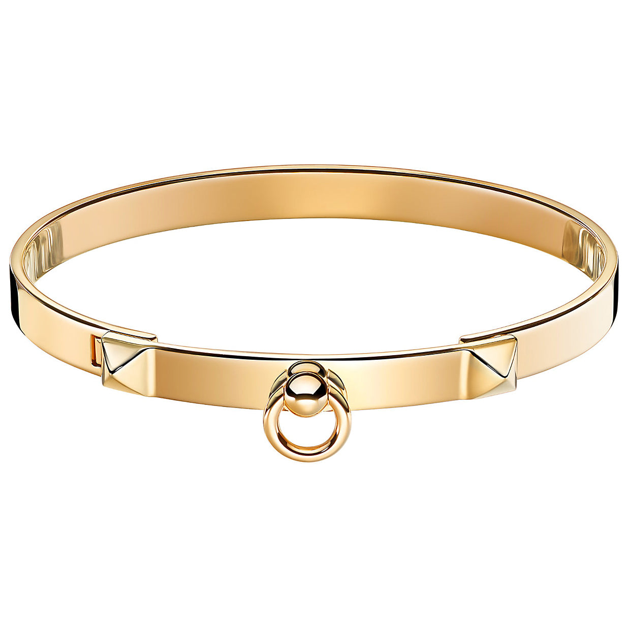 AiHshi-H108112B 5.9mm guest version light gold door buckle pyramid narrow version bracelet 17#