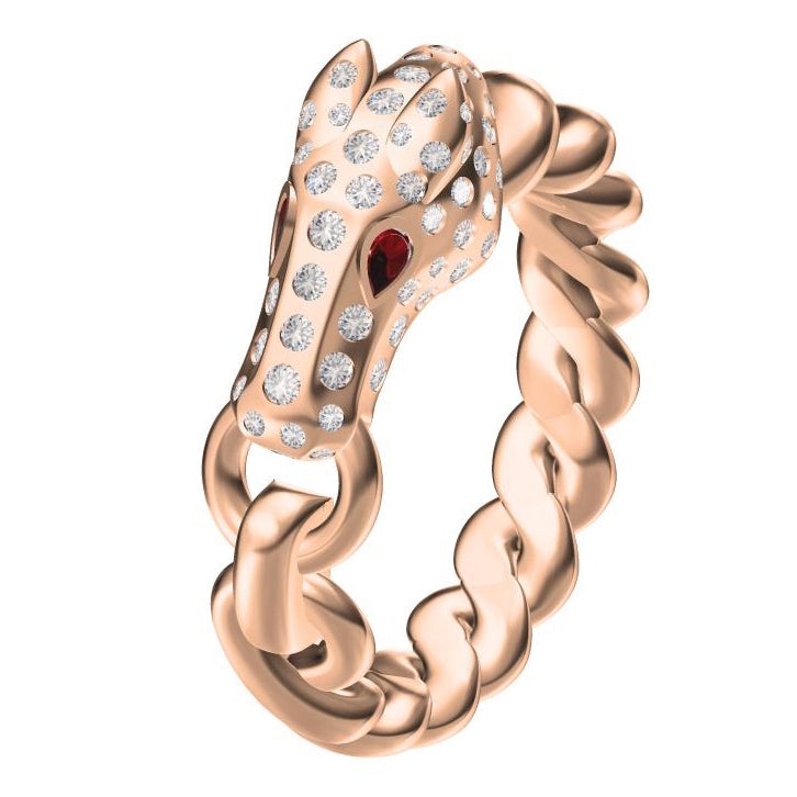 爱H仕-H196855B镶钻马头扭绳臂戒指13#