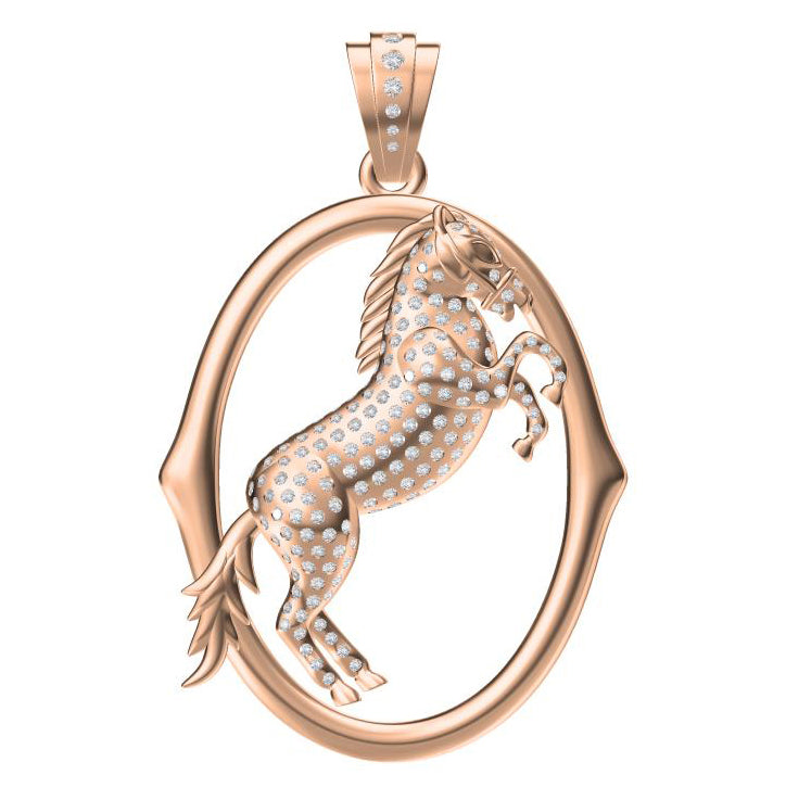 AiHshi-H218095F circle full diamond horse pendant