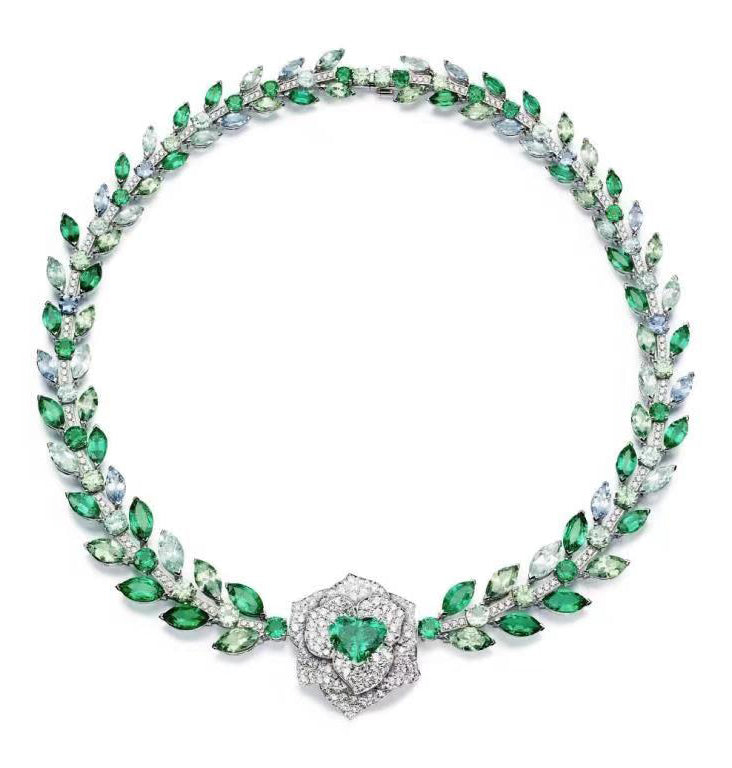 BJ-G36U6355 full diamond heart-shaped flower necklace