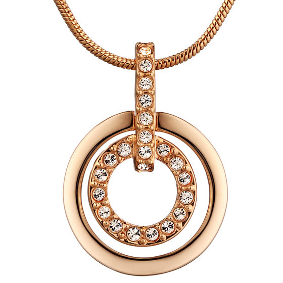 SHL-1081976 double ring, half diamond pendant