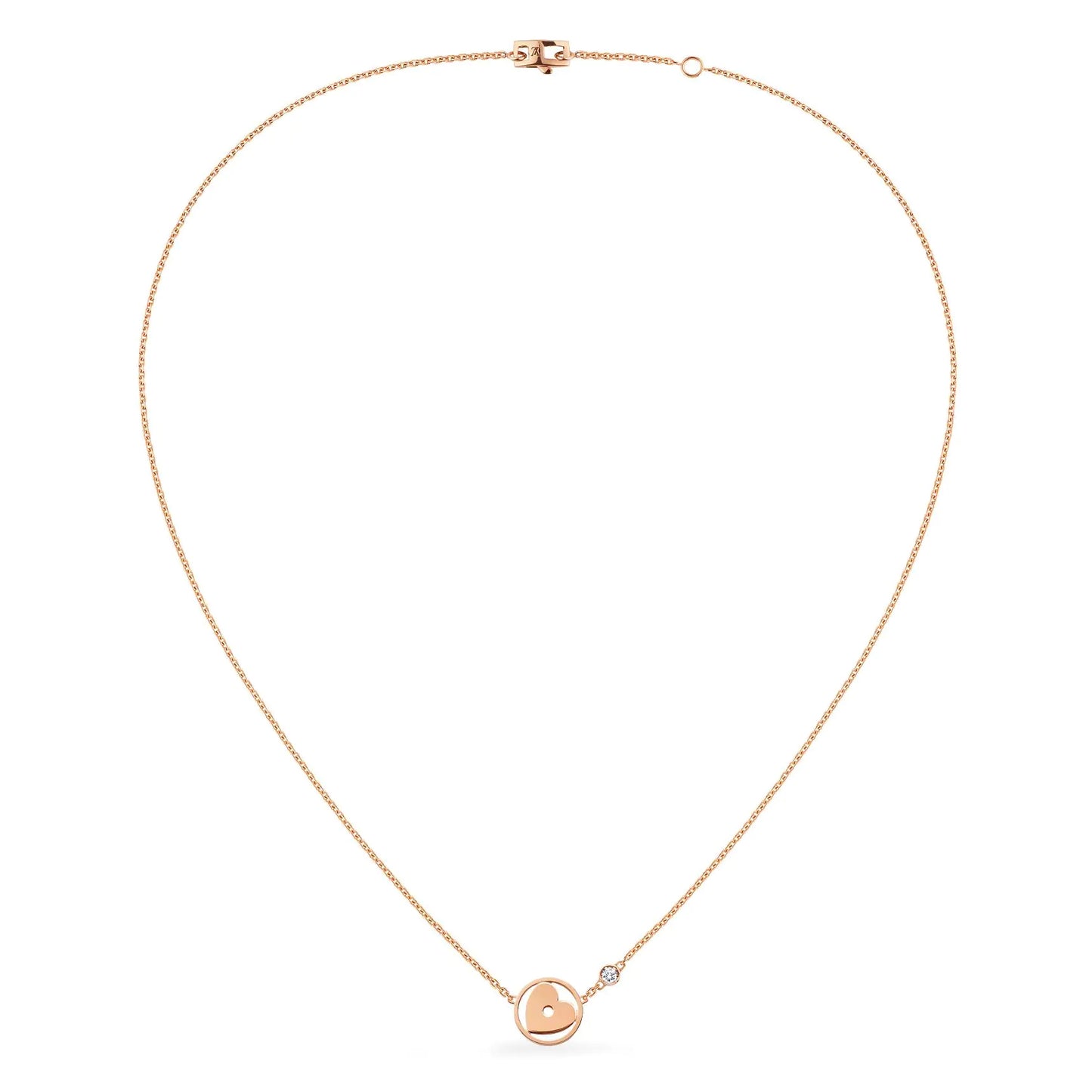 LV-Q93476 Heart Shaped Single Diamond Tie Chain Pendant