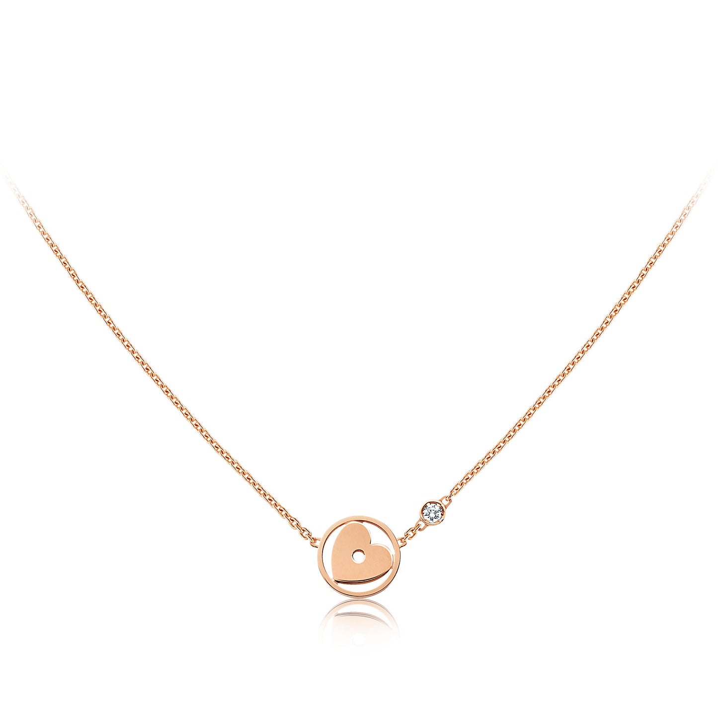 LV-Q93476 Heart Shaped Single Diamond Tie Chain Pendant