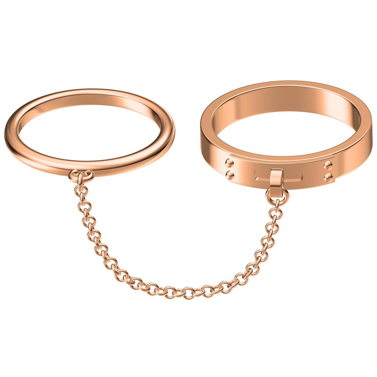 AiHshi-H218677B twisted rope chain two-finger ring 17#19#