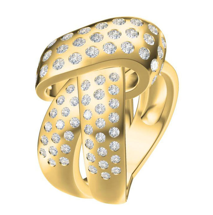 BJ-G34R4945 cross ribbon dense stone ring