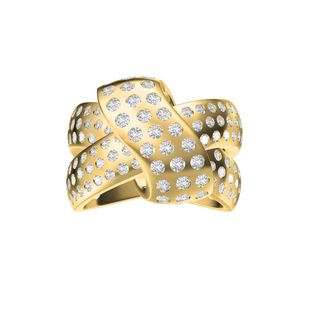 BJ-G34R4945 cross ribbon dense stone ring