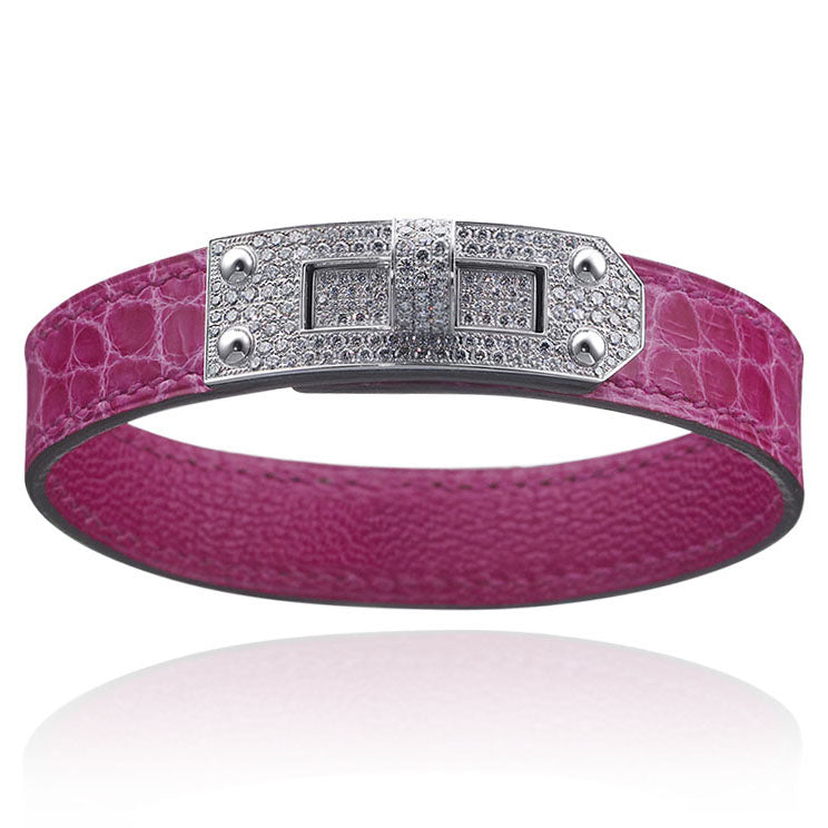 AiH Shi-H109029B Full Diamond Twist Leather Bracelet