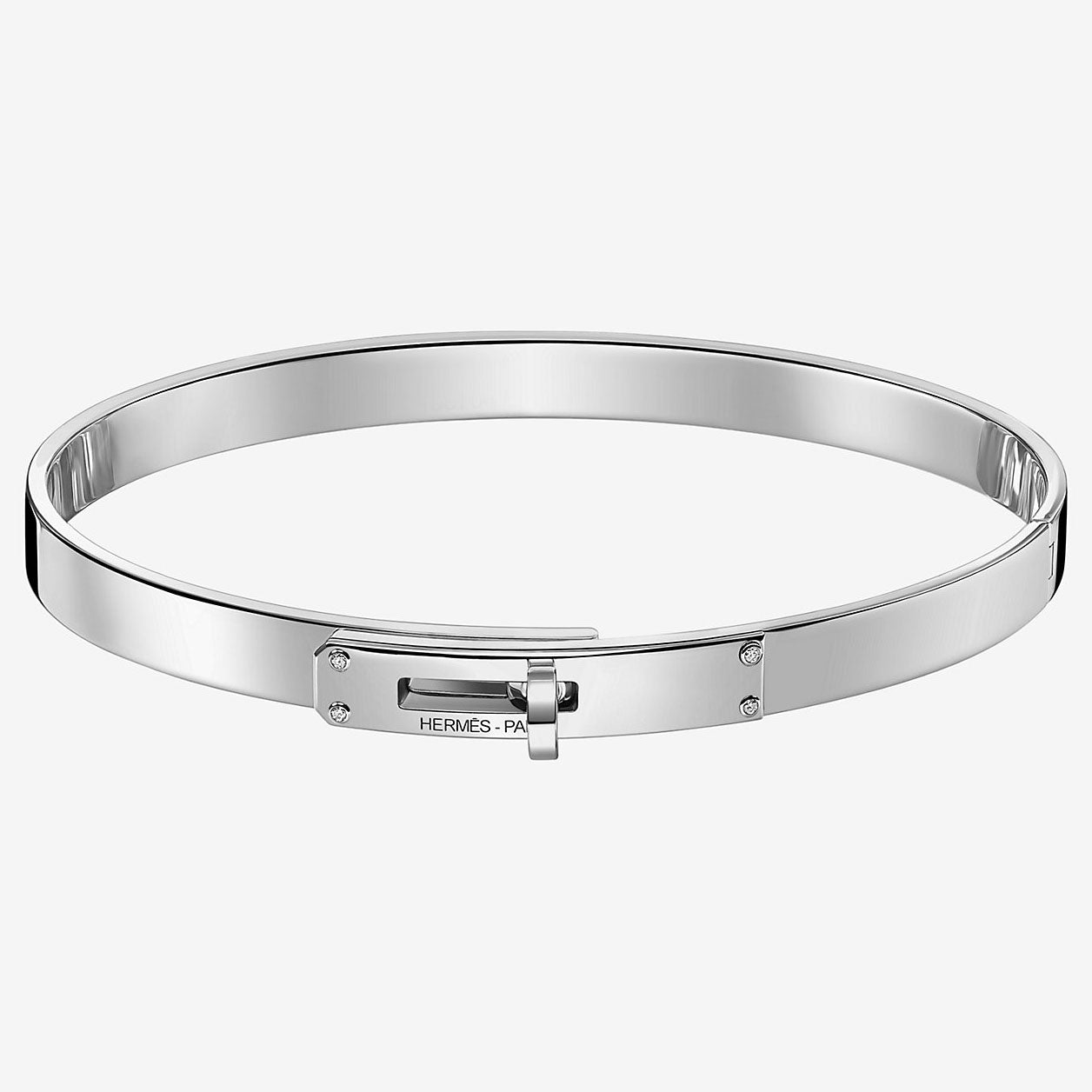 AiHshi-H109033B 6mm light gold four diamond twist ring bracelet 16#