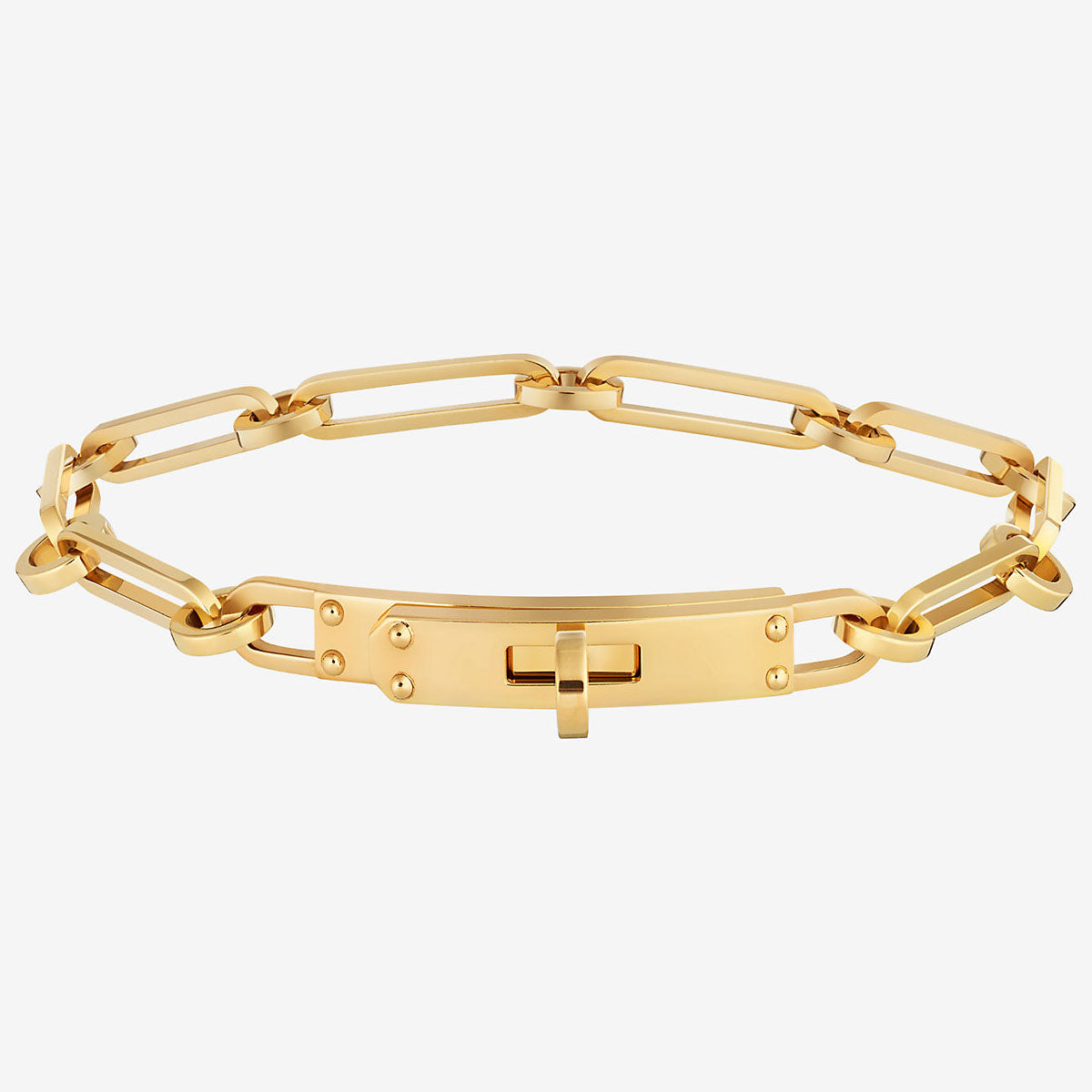 AHS-H218471B light gold diamond-free 6-bead twist bracelet (chain length 163mm)