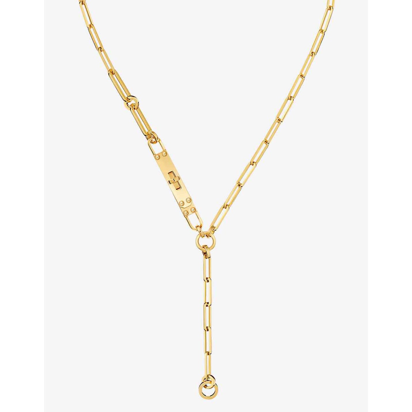AiHshi-H218274B six diamond twisted circle light gold necklace
