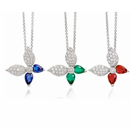 GLF卜面密钻&梨形彩宝蝴蝶吊坠