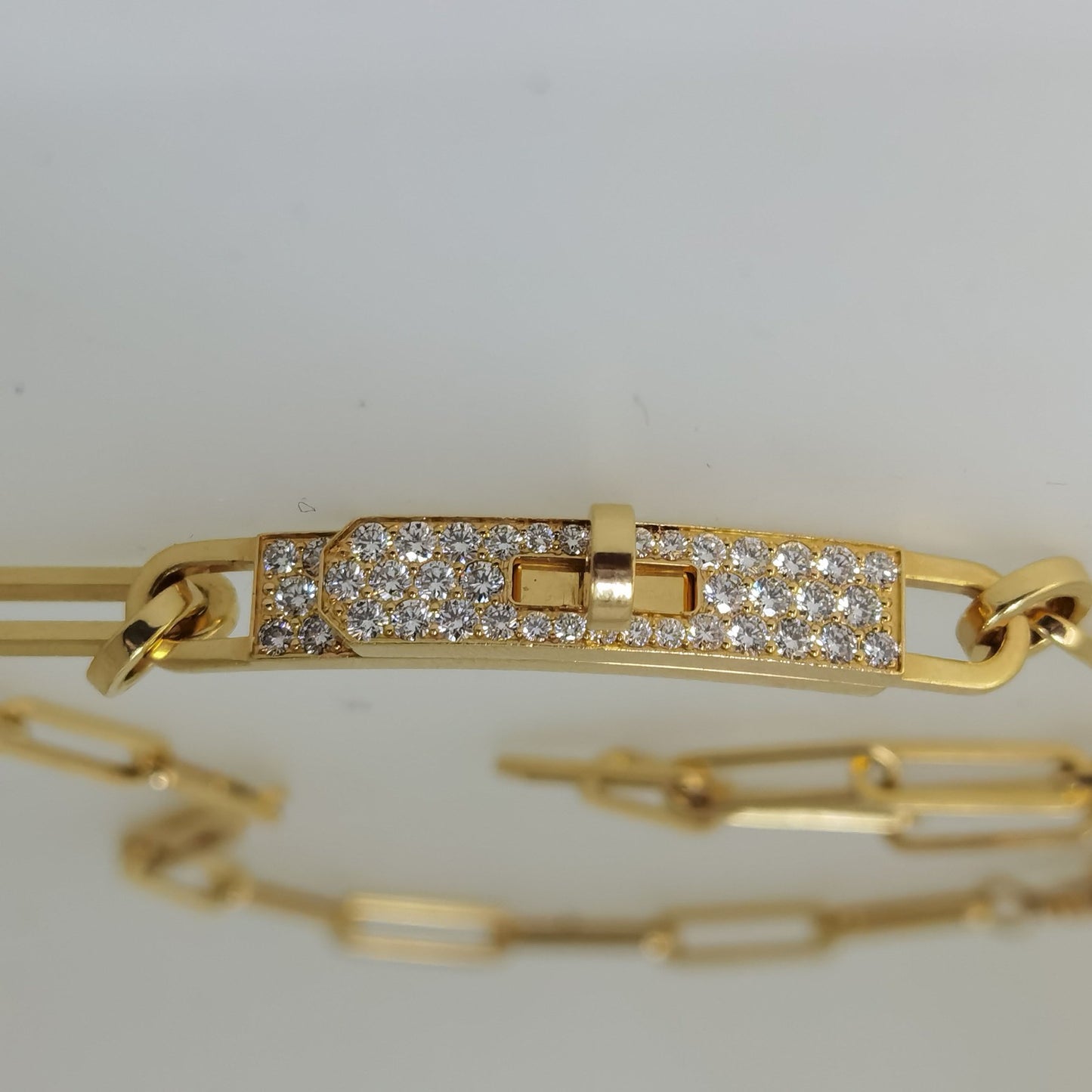 AiHshi-H218275B customer version full diamond twisted circle light gold chain bracelet necklace two wear