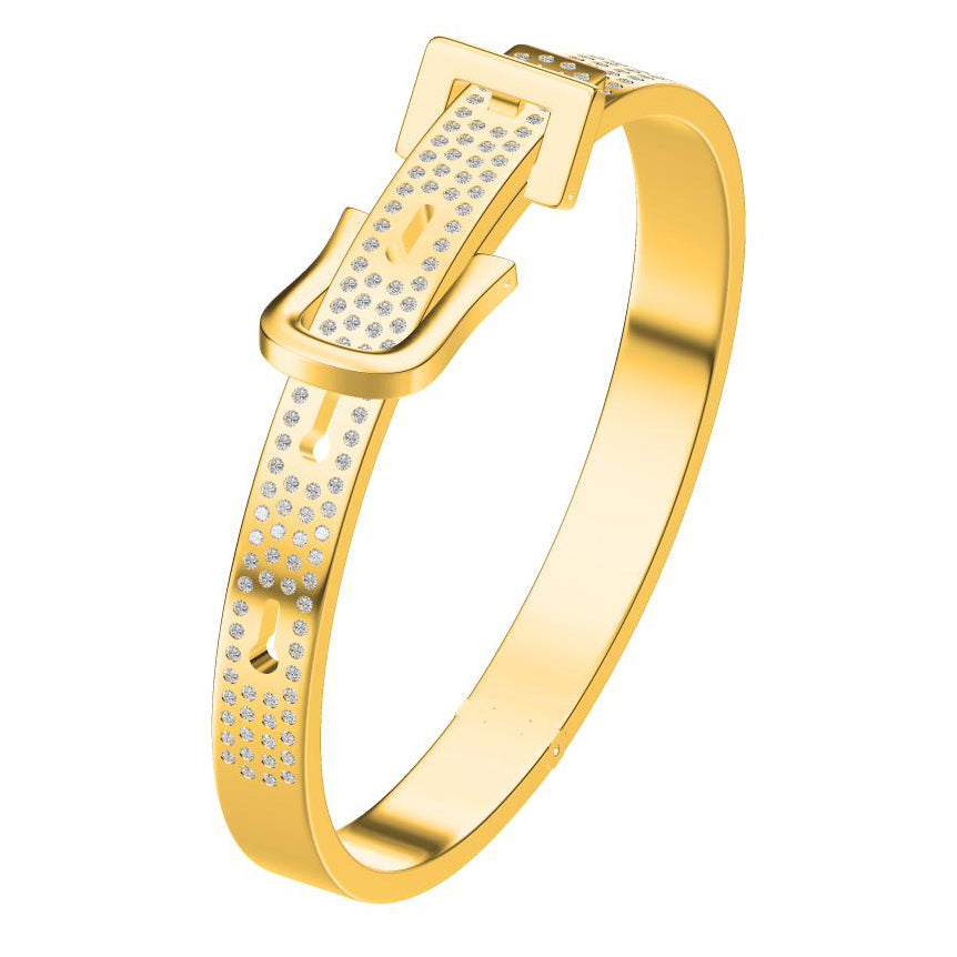 AiH Shi-H128645B 6.5mm Dense Diamond Half Diamond Belt Bracelet