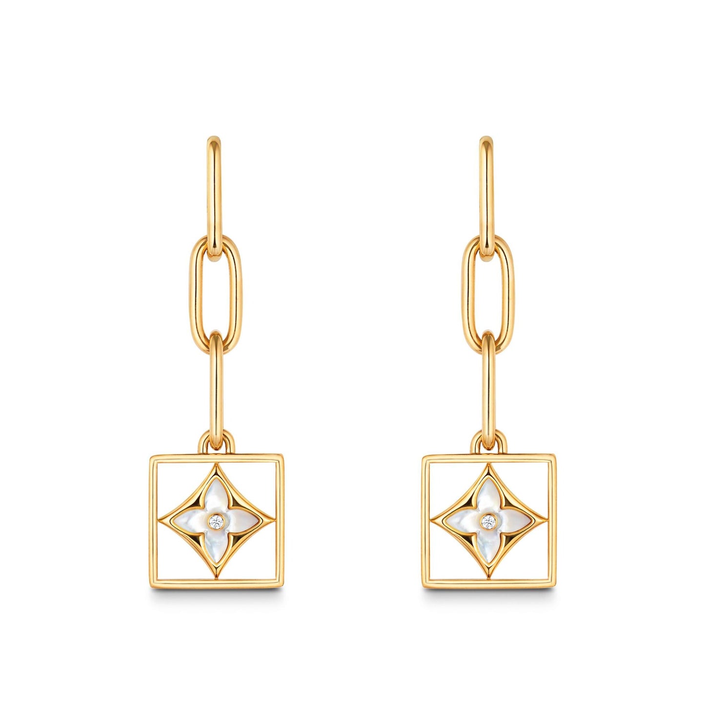LV-Q96790 Plum Blossom Dart Square Frame Single Flower Earrings