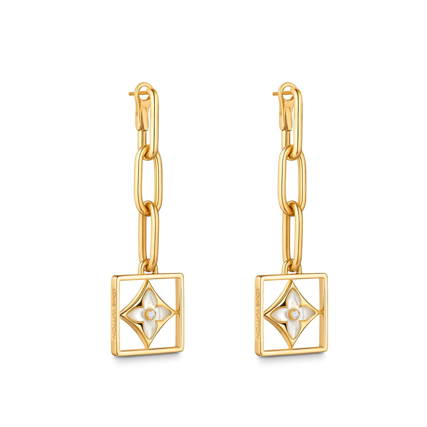 LV-Q96790 Plum Blossom Dart Square Frame Single Flower Earrings