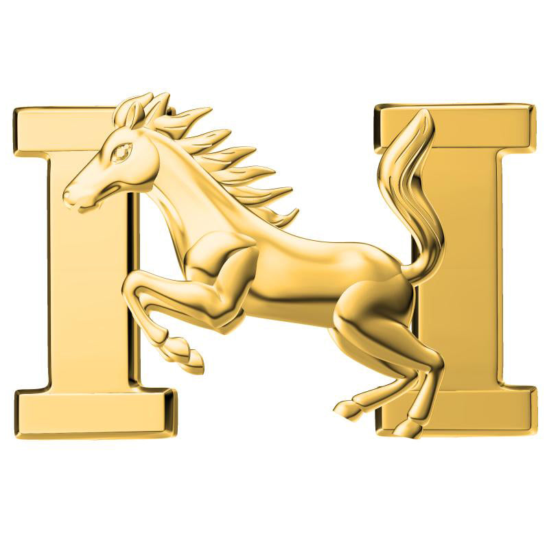 AiHshi-H180688T single diamond light gold horse H belt buckle