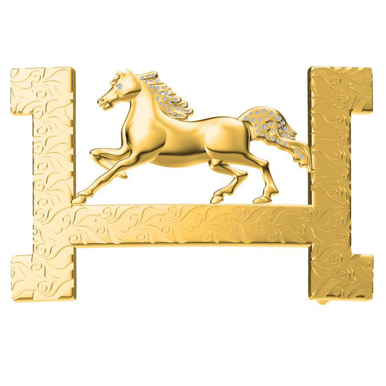 AiHshi-H314433 diamond horse H letter belt buckle
