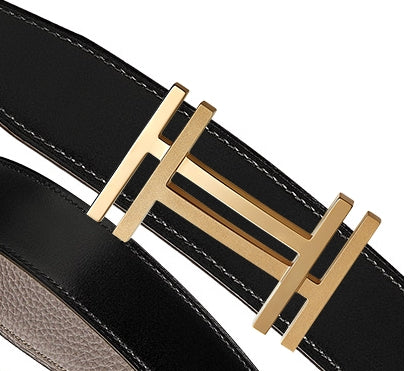 AiHshi-H170791T large light gold double H belt buckle