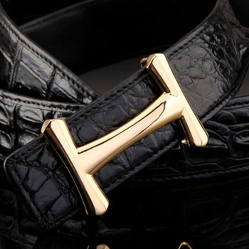 AiHshi-H119468T BU surface gloss gold H belt buckle