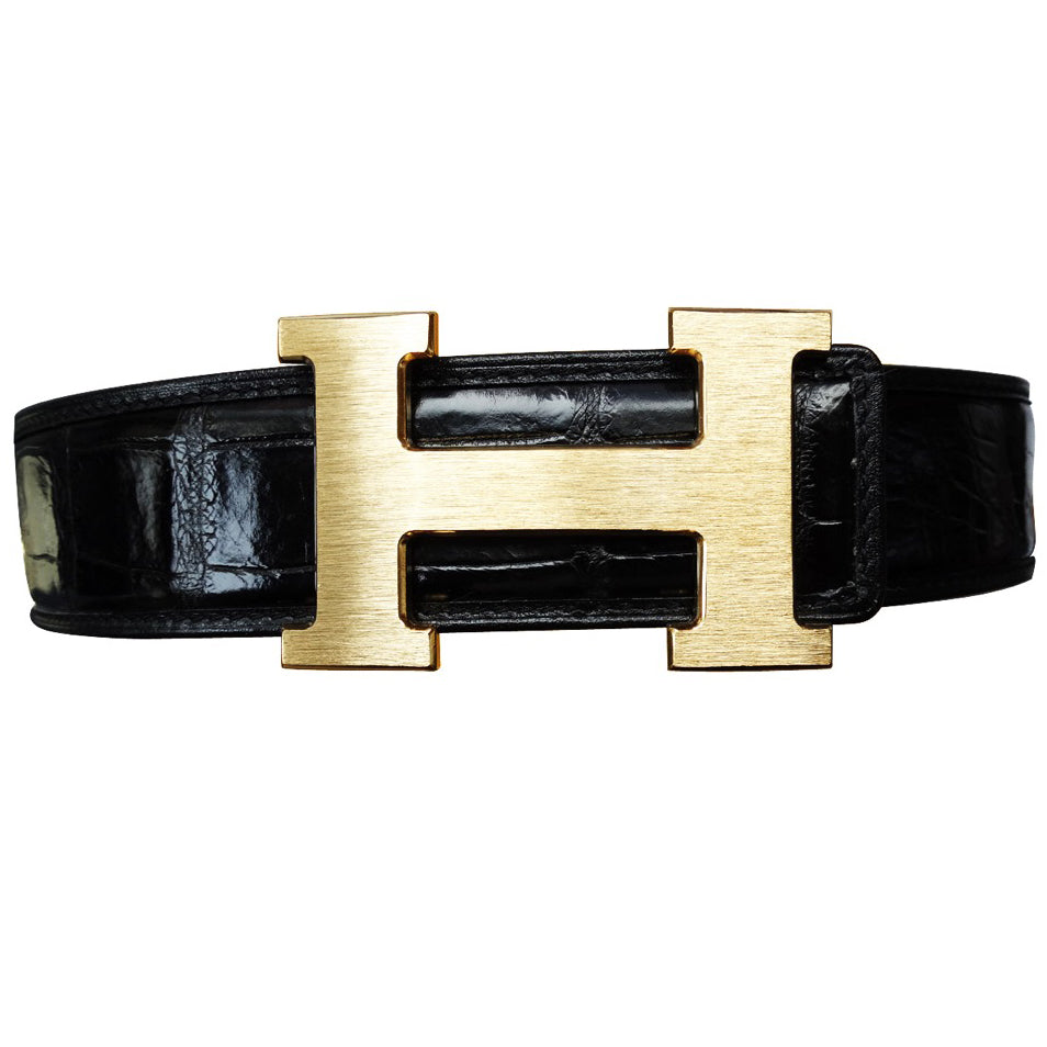AiHshi-H184636 flat light gold H belt buckle