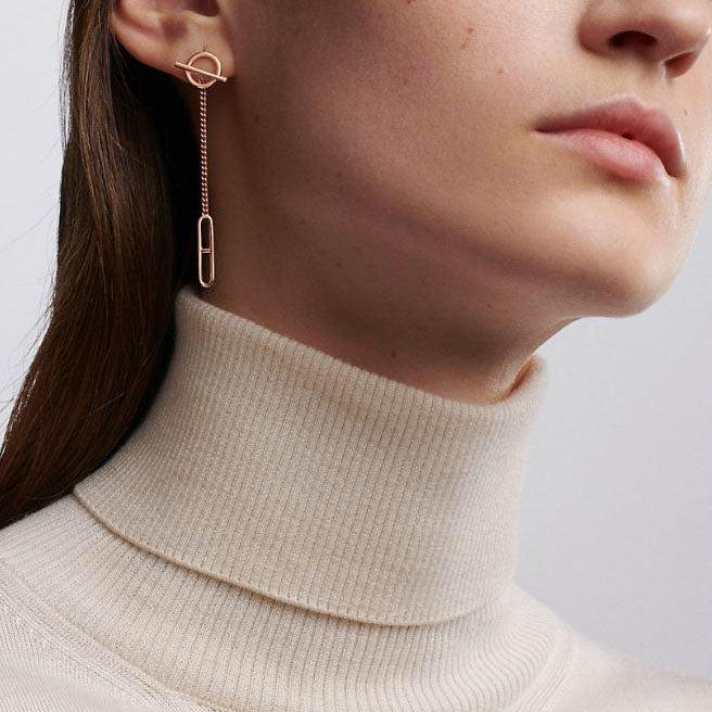 AiHshi-H254692B light gold Q-shaped long chain earrings