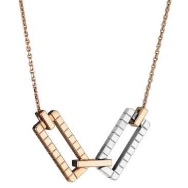 XB-819895-9001 light gold color-separated lattice chain pendant necklace