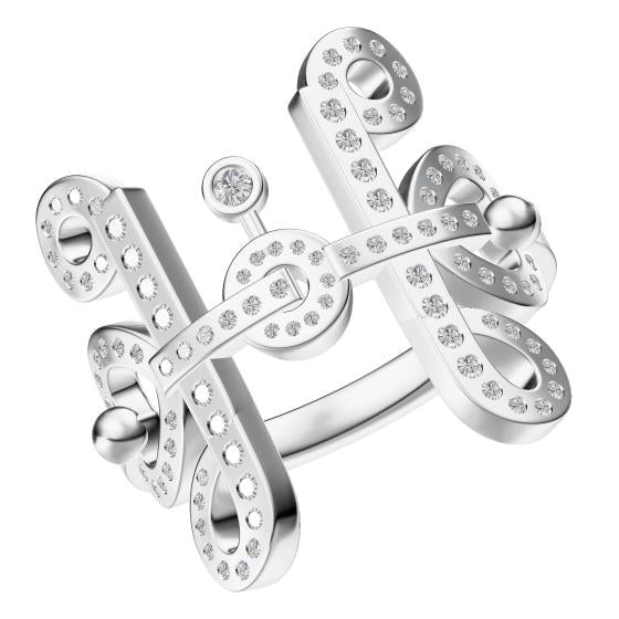 AiHshi-H258979B Halo Half Diamond Ring 13#