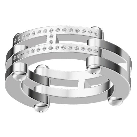 AiHshi-H411081B Diamond H Ring 17#
