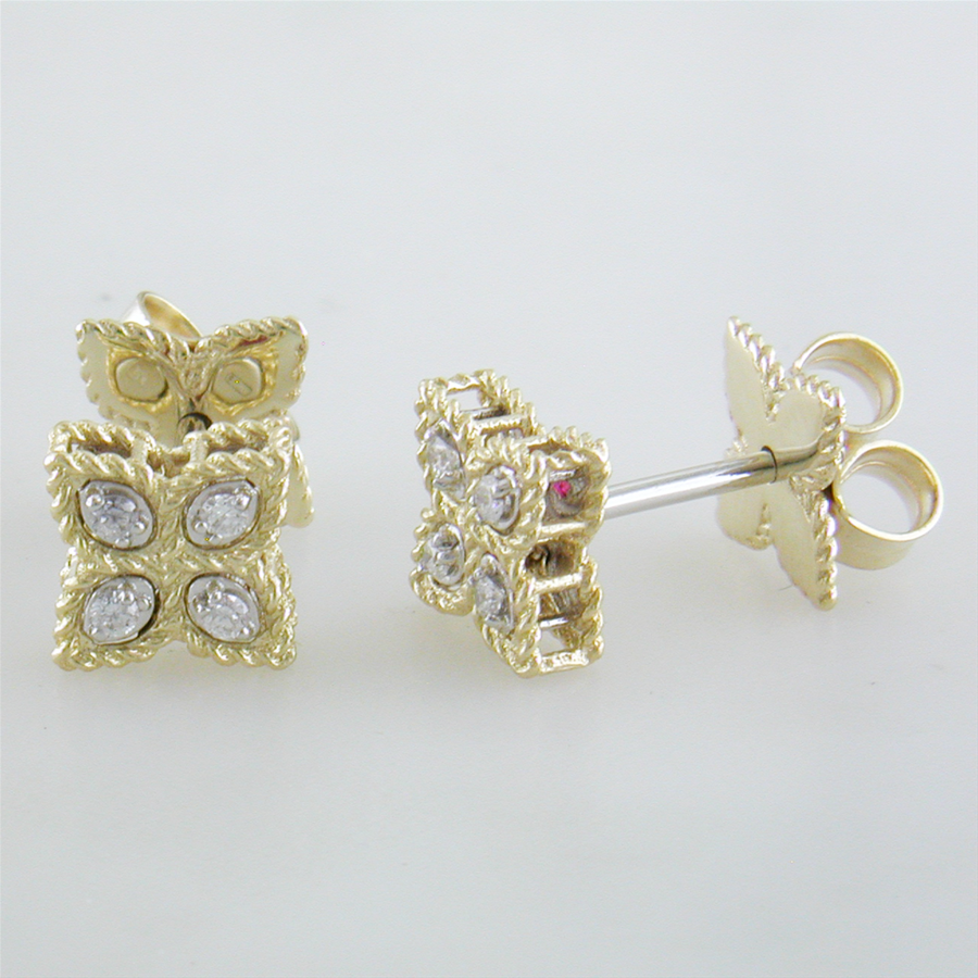 LBT-AK6877732扭绳四叶草梅花镖耳钉、光金