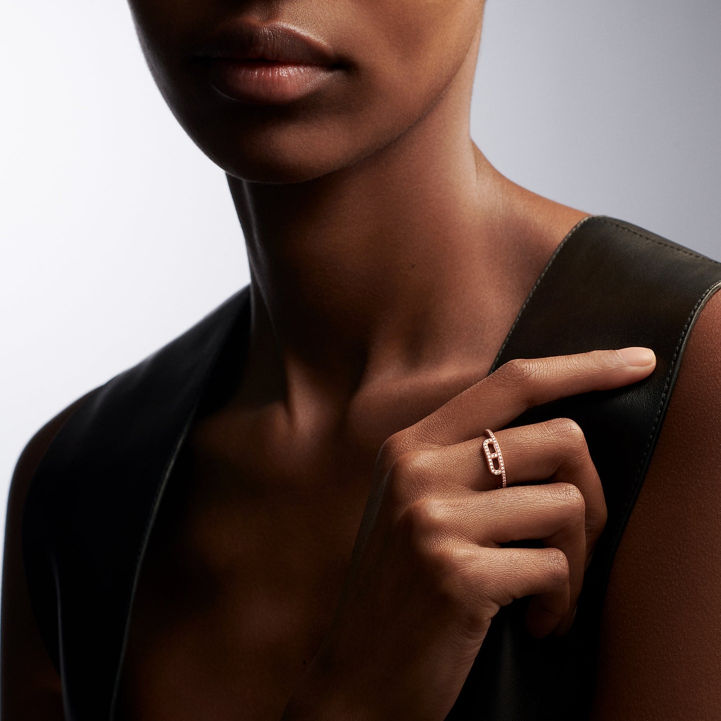 AiHshi-H121673B pig nose diamond side Japanese word ring 12#