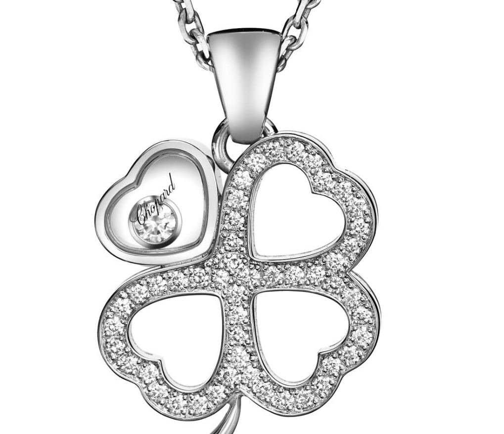 XB-797862-1003 Four-leaf clover half-diamond heart-shaped glass pendant