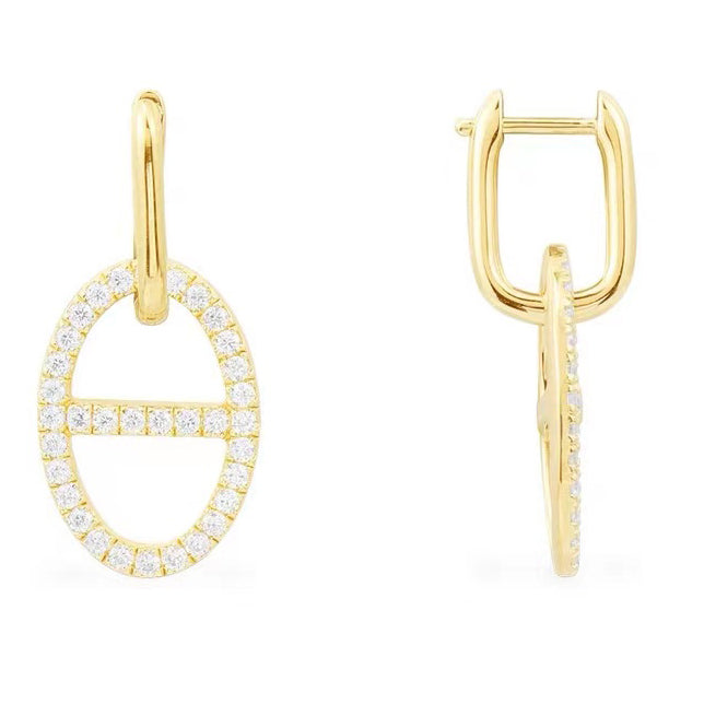 AiHshi-H330770 Diamond Japanese Character Ear Clip Pig Nose Earrings