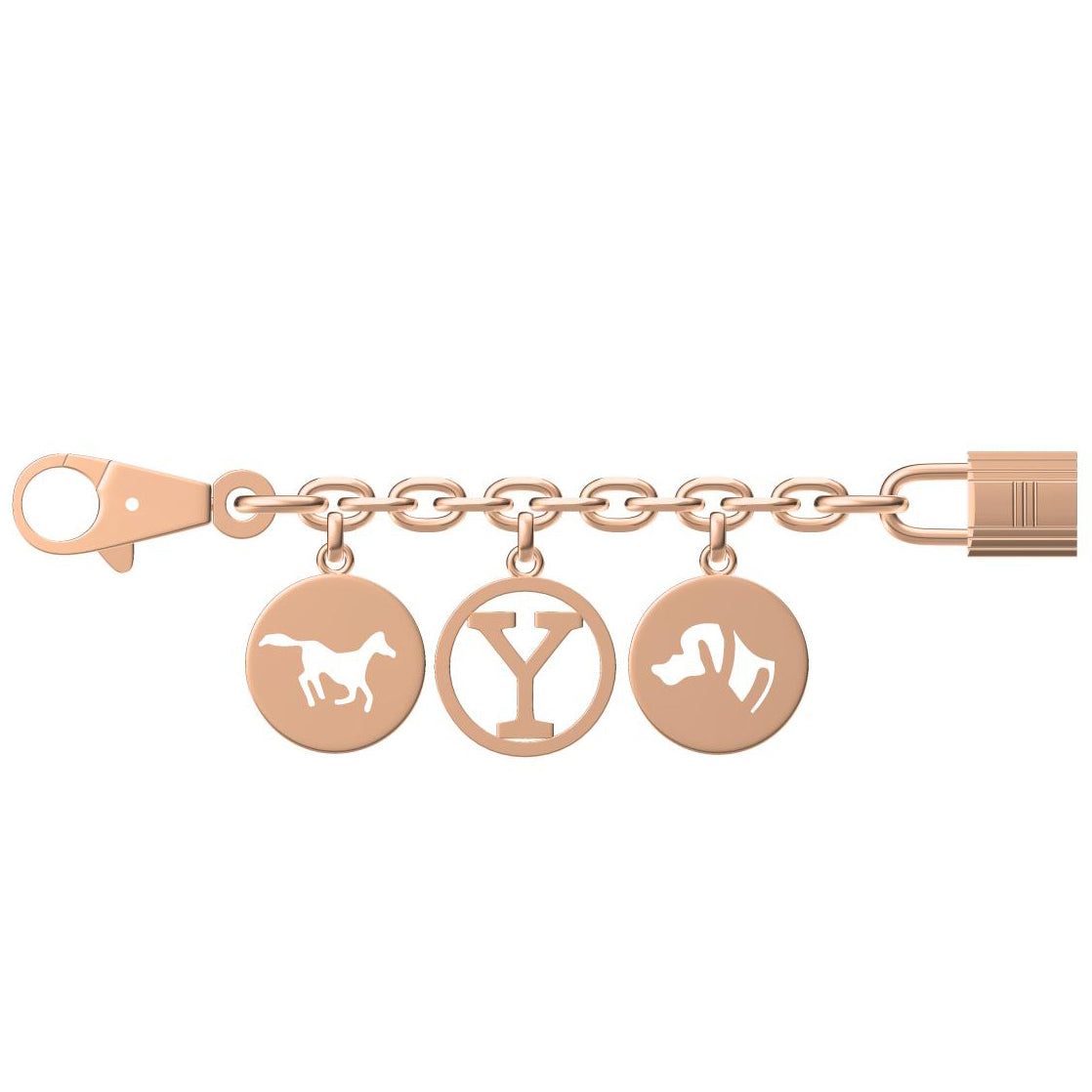 AHS-H29341 Light Gold Disc Letter Y Animal Lock Bracelet