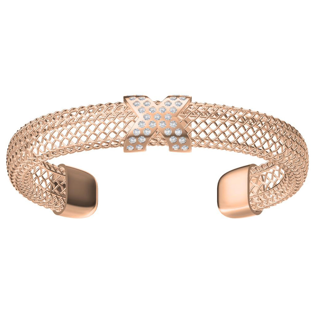 AiH Shi-H362331 Diamond X Mesh Open Bracelet