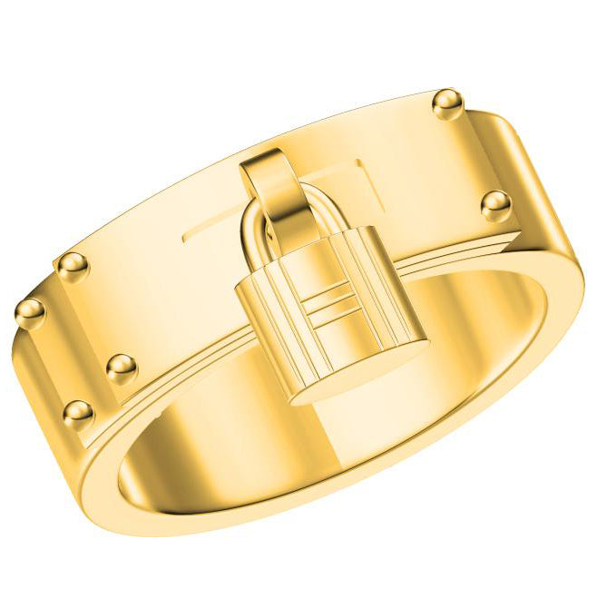 AiHshi-H331091 light gold lock wide arm ring 14#