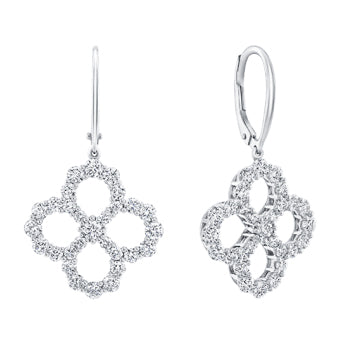 HW-EADPRDMEL4O diamond earrings, four-leaf clover, flower earrings, water drops