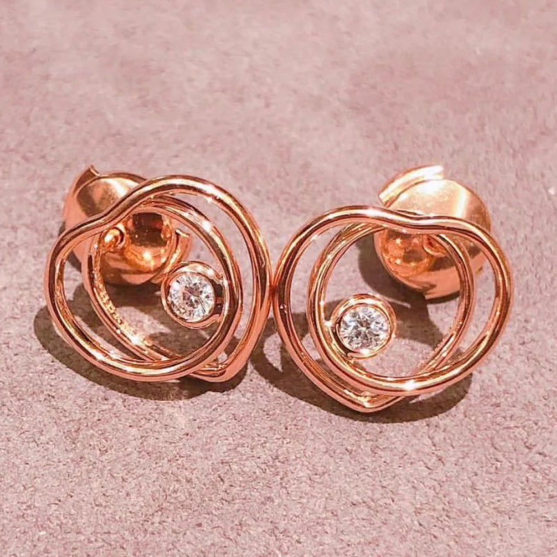 AiHshi-H119515B single diamond heart-shaped hoop earrings