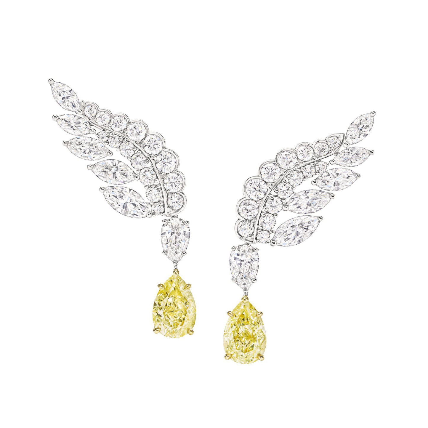 HW-EAGLE yellow diamond and diamond earrings