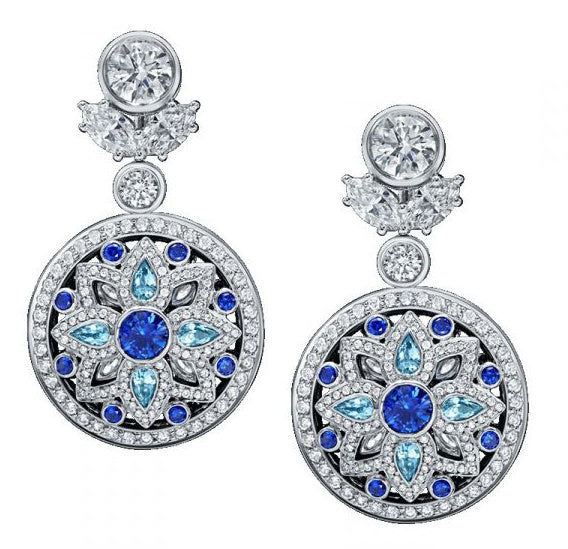 HW-824824 water drop horse eye rotating double-sided colorful treasure earrings disc earrings