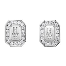 HW-EADWRDLGHWL small octagonal stone brand earrings letter logo