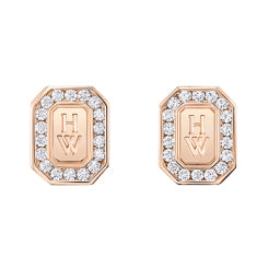 HW-EADWRDLGHWL small octagonal stone brand earrings letter logo