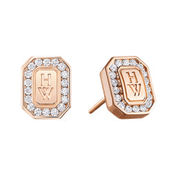 HW-EADWRDLGHWL small octagonal stone brand earrings letter logo