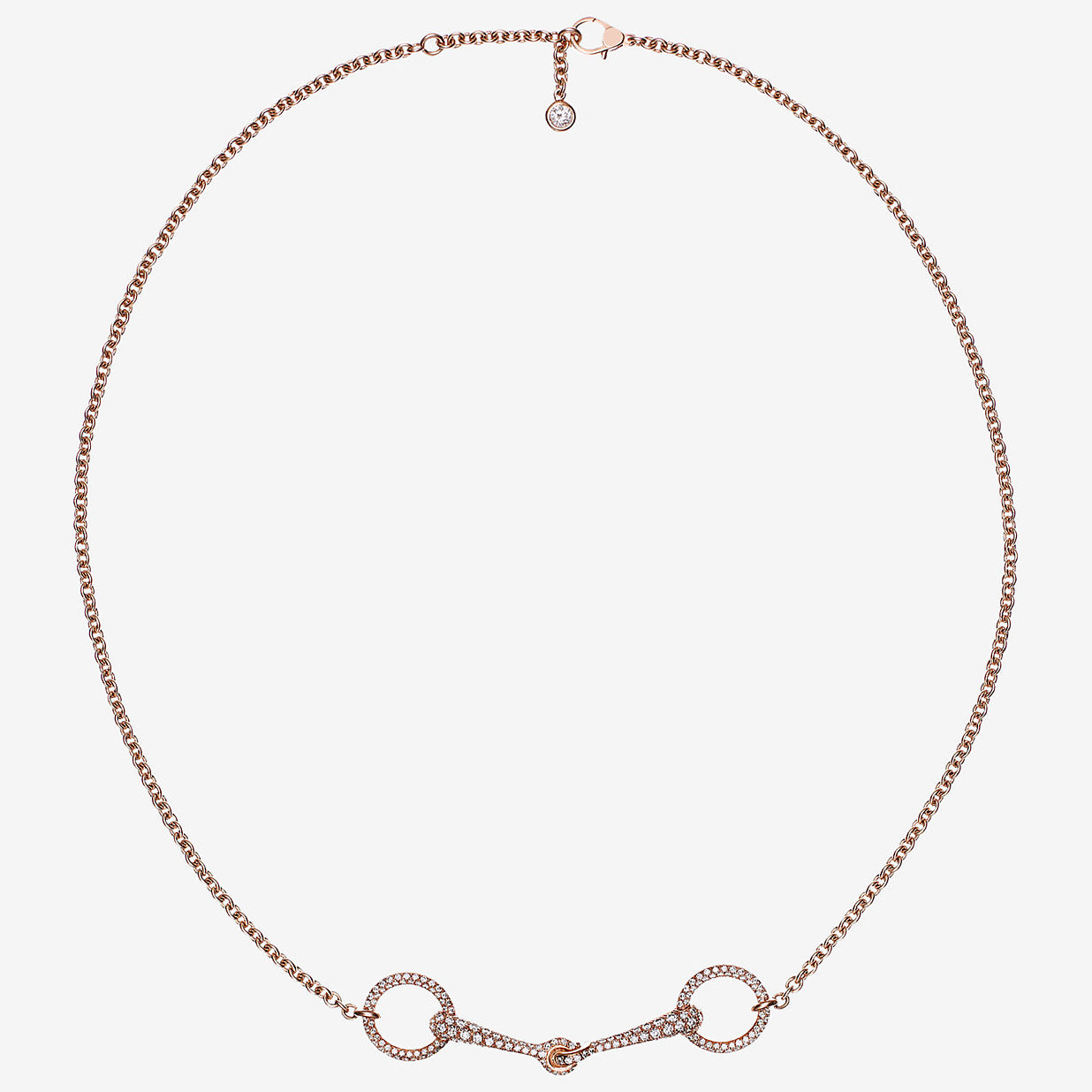 爱H仕-H215209B满钻圆形拉环项链吊坠