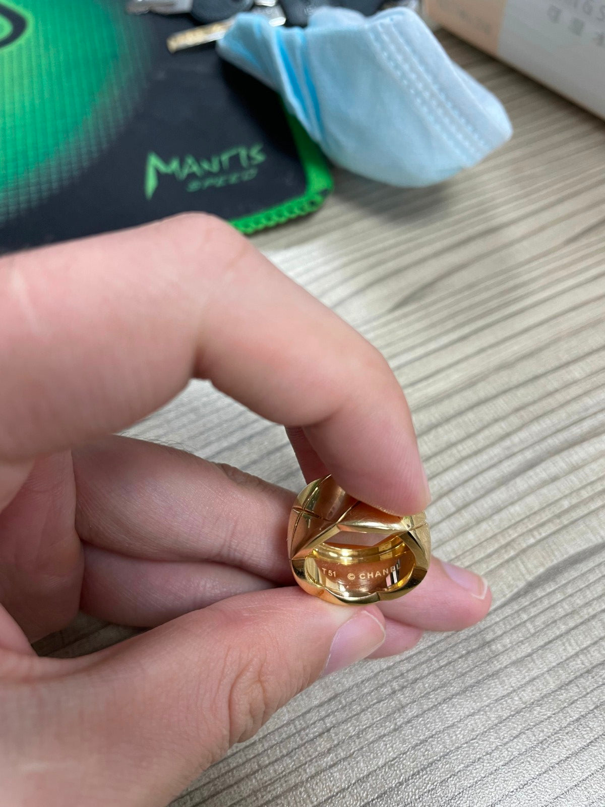 XNE-J10818 11mm wide version of light gold fork ring customer version