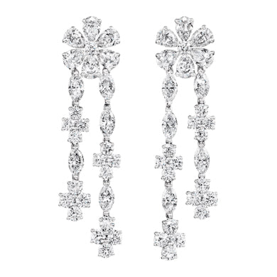 HW-EADPDRFLRFMN5 leaf flower earrings, full of diamonds