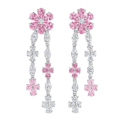 HW-EADPDRFLRFMN5 leaf flower earrings, full of diamonds