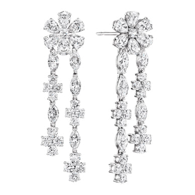 HW-EADPDRFLRFMN5 leaf flower earrings, full of diamonds