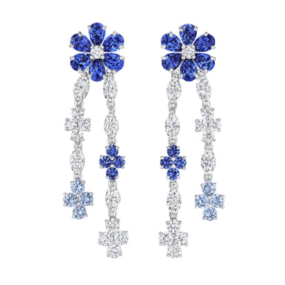 HW-EADPDRFLRFMN5 leaf flower earrings, full of diamonds